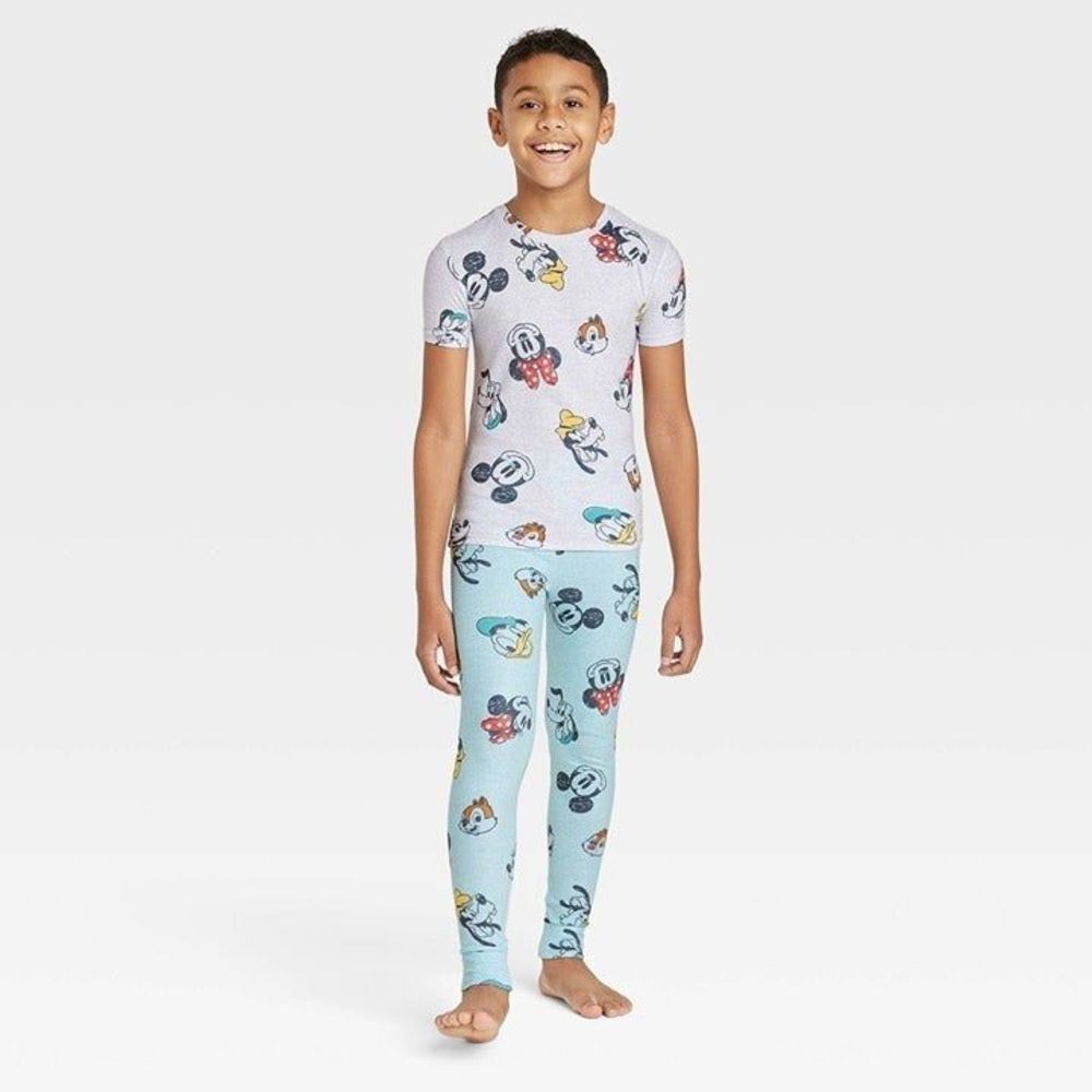 Boys' Disney Mickey & Friends 2pc Sleep Pajama Set - Gray Size 8